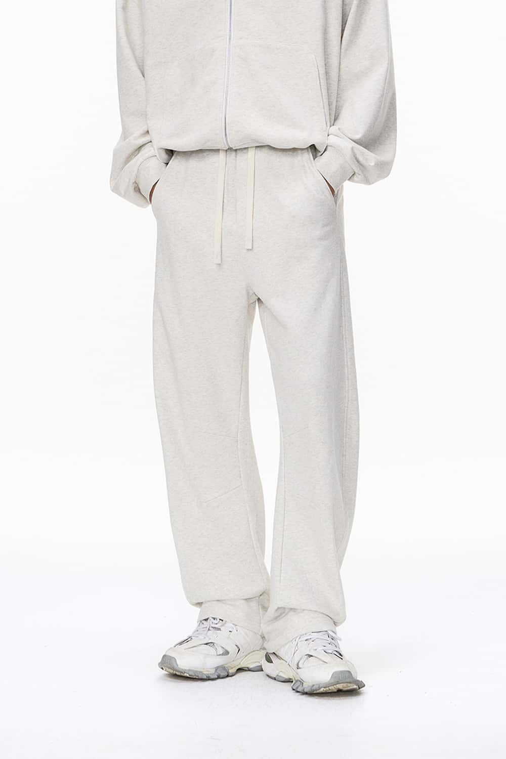 Heavyweight Curved-Seam Wide-Leg Sweatpants - Flower Gray