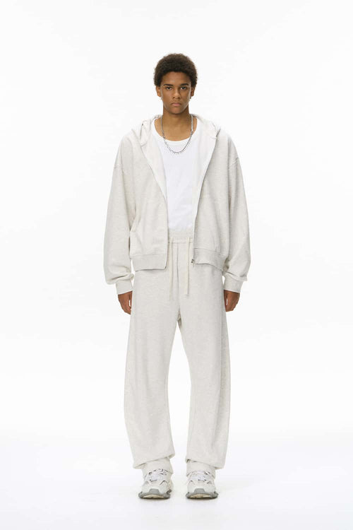 Heavyweight Curved-Seam Wide-Leg Sweatpants - Flower Gray