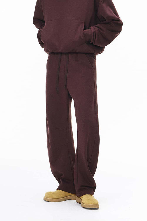 Heavyweight Curved-Seam Wide-Leg Sweatpants - Red