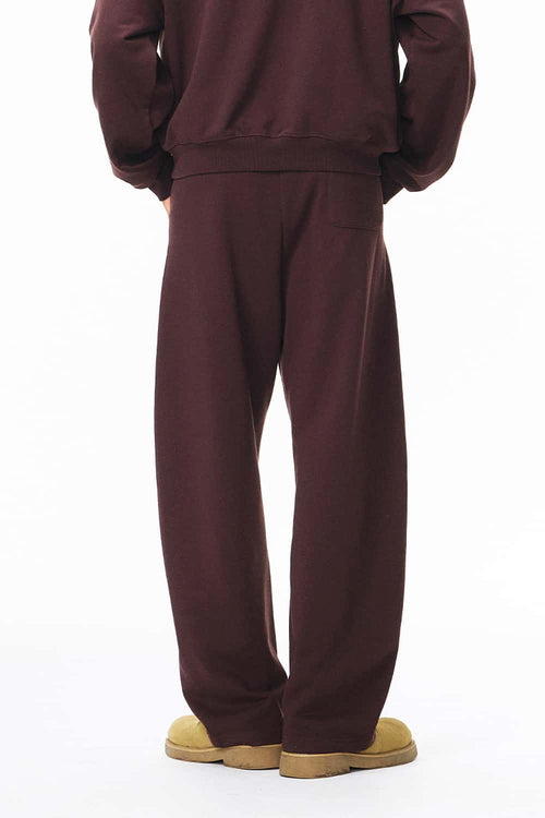 Heavyweight Curved-Seam Wide-Leg Sweatpants - Red