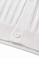 Button-Front Short-Sleeve Knit Shirt in White - hem detail