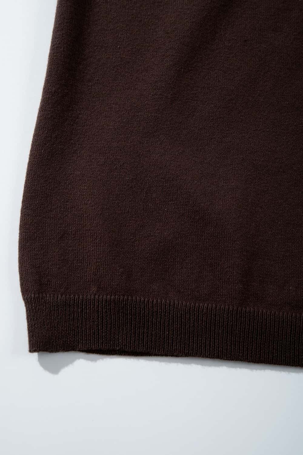 Relaxed Cotton Knit Polo Shirt in Reddish Brown - flat lay product detail