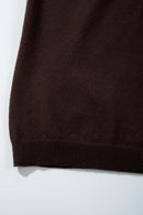 Relaxed Cotton Knit Polo Shirt in Reddish Brown - flat lay product detail