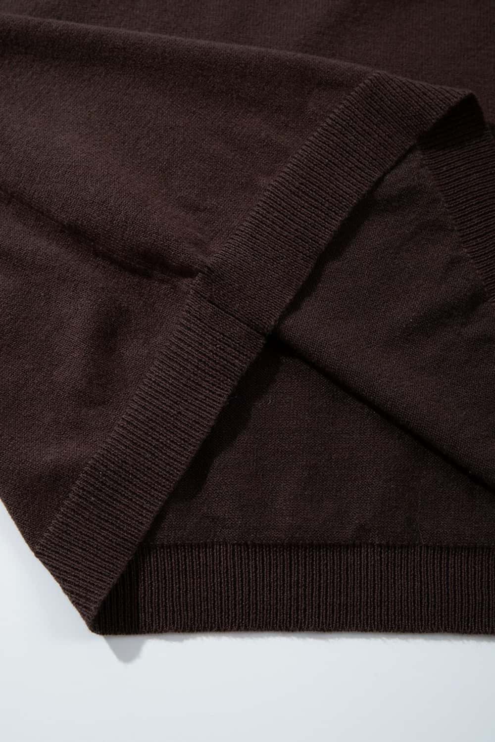 Relaxed Cotton Knit Polo Shirt in Reddish Brown - flat lay product detail