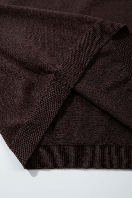 Relaxed Cotton Knit Polo Shirt in Reddish Brown - flat lay product detail
