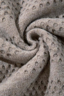 Breathable Short-Sleeve Knit Top with Openwork Bands in Khaki - fabric texture close-up