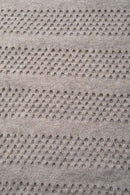Breathable Short-Sleeve Knit Top with Openwork Bands in Khaki - fabric texture close-up