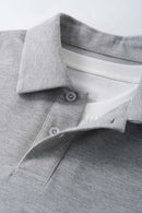 Short-Sleeve Polo Shirt with Layered Details in Flower Gray - flat lay product detail