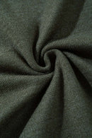 Short-Sleeve Knit Top with Dropped Shoulders in Military Green - fabric texture close-up