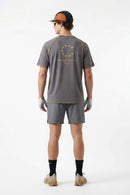 Sun-Protective Graphic T-Shirt with Raglan Sleeves in Cement Ash - full-length back modeled view