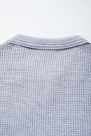 Open-Neck Textured Knit Polo in Gray - back collar detail