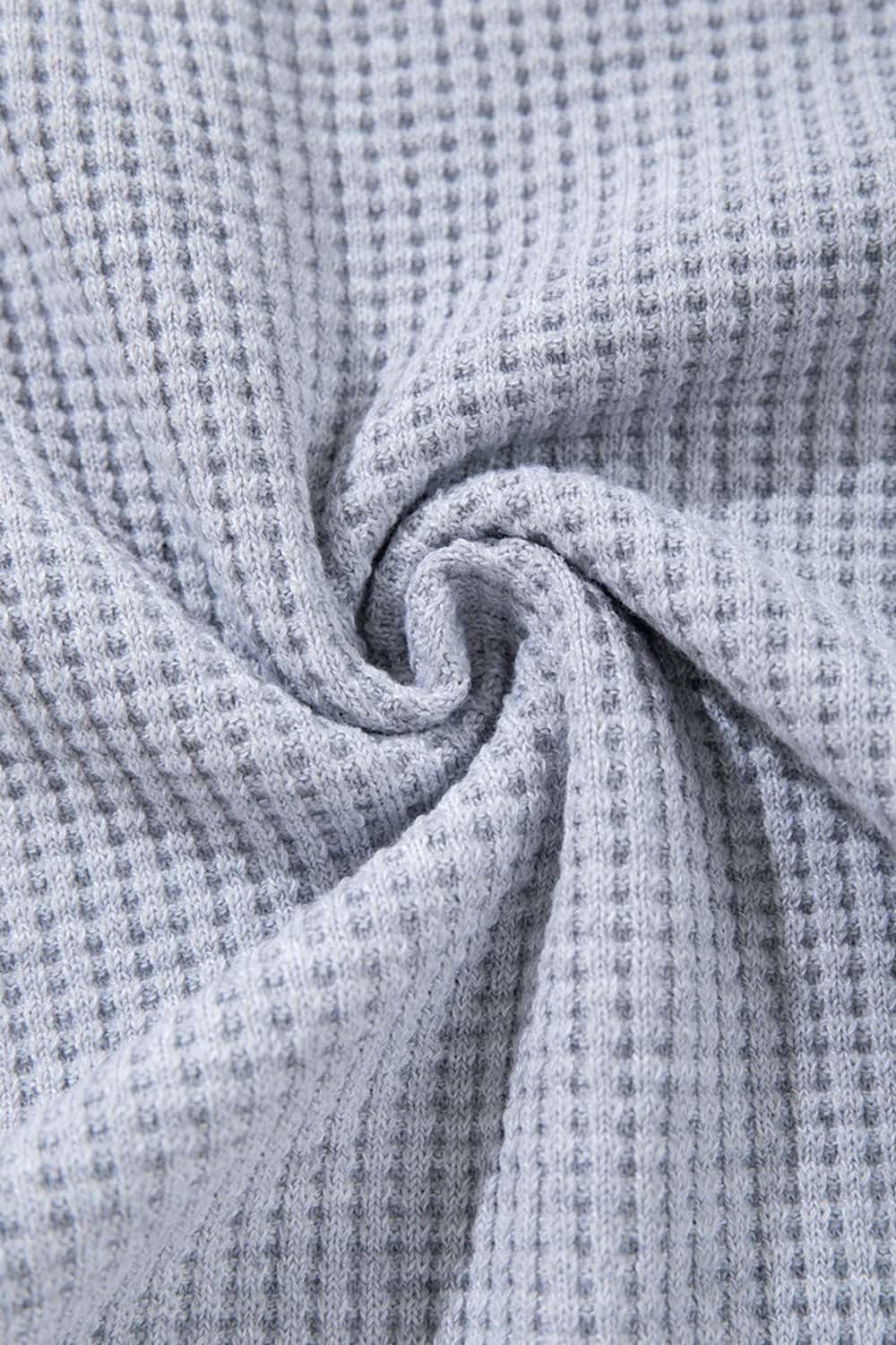 Open-Neck Textured Knit Polo in Gray - fabric texture close-up