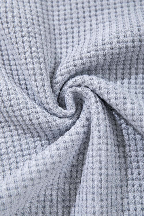 Open-Neck Textured Knit Polo in Gray - fabric texture close-up