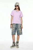 Antibacterial Lyocell-Blend Crew-Neck T-Shirt in Light Purple - full-length front modeled view