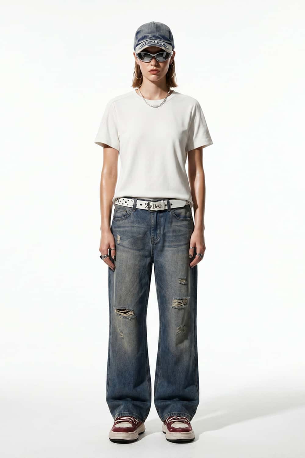Antibacterial Lyocell-Blend Crew-Neck T-Shirt in White - full-length front modeled view