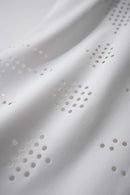Quick-Dry Mesh Panel Athletic T-Shirt in White - fabric texture close-up