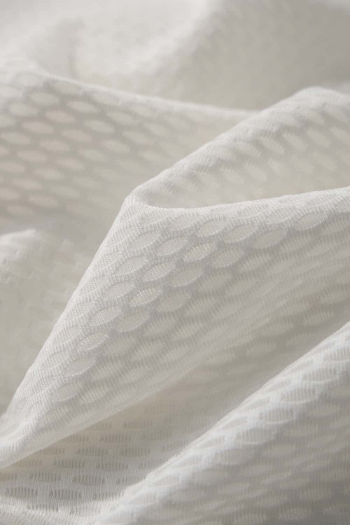 Quick-Dry Mesh Panel Athletic T-Shirt in White - fabric texture close-up