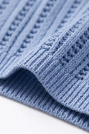 Openwork Textured Knit T-Shirt in Blue - hem detail