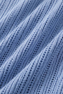 Openwork Textured Knit T-Shirt in Blue - fabric texture close-up