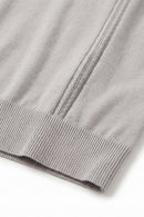 Open-Neck Knit Polo with Raised Stripes in Gray - hem detail