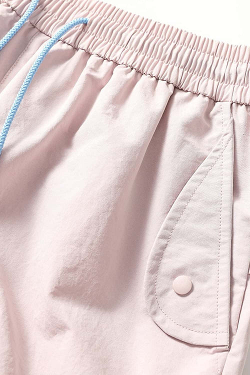 Waterproof Drawstring Trousers with Adjustable Hems in Light Pink - pocket detail