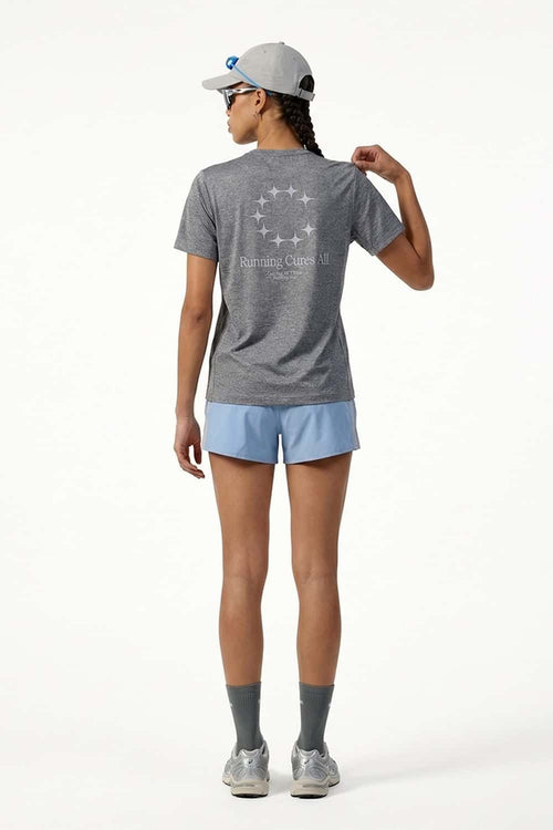 Lightweight Star-Graphic Running T-Shirt in Gray - full-length back modeled view