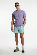Lightweight Star-Graphic Running T-Shirt in Purple - full-length front modeled view