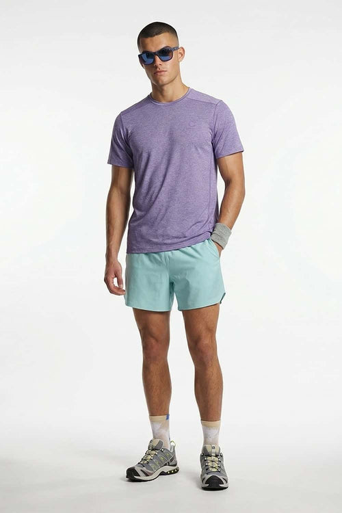 Lightweight Star-Graphic Running T-Shirt in Purple - full-length front modeled view