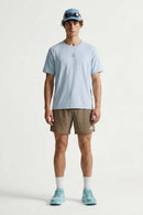 Moisture-Absorbing Quick-Drying Panelled T-Shirt in Baby Blue - full-length back modeled view