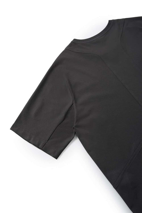 Moisture-Absorbing Quick-Drying Panelled T-Shirt in Black - front modeled view