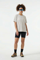 Moisture-Absorbing Quick-Drying Panelled T-Shirt in Dark Gray - full-length front modeled view