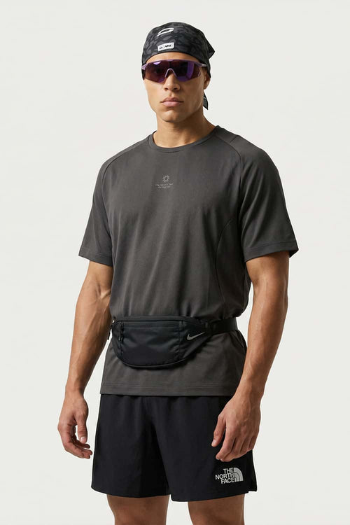 Moisture-Absorbing Quick-Drying Panelled T-Shirt in Gray - front modeled view