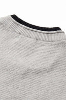 Layered-Look Crew-Neck Knit T-Shirt in Gray - back collar detail