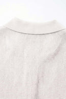 Relaxed Short-Sleeve Knit Polo Shirt in White - back collar detail