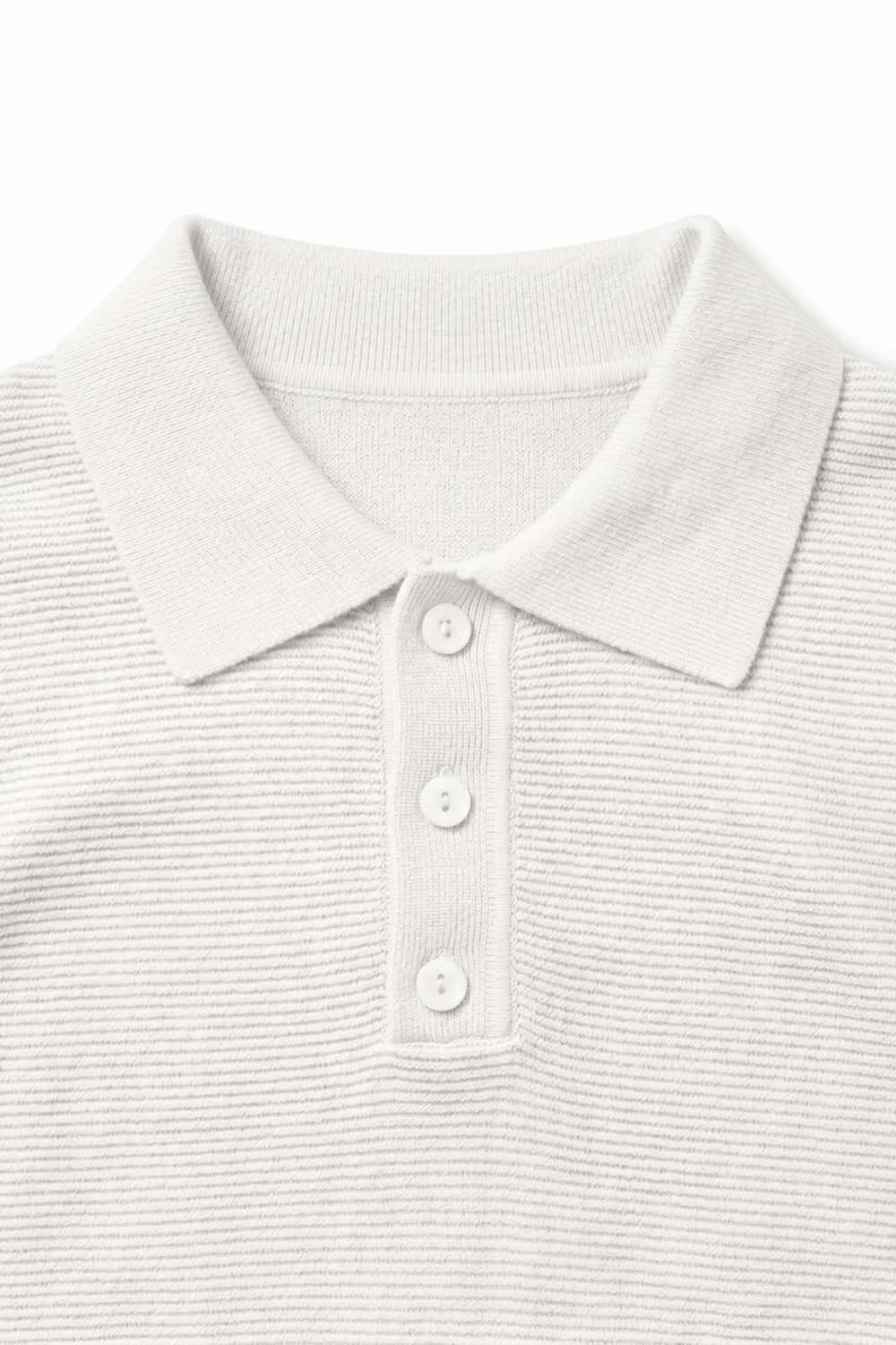 Relaxed Short-Sleeve Knit Polo Shirt in White - collar detail