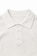 Relaxed Short-Sleeve Knit Polo Shirt in White - collar detail