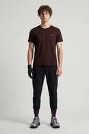 High-Stretch Quick-Drying Panelled T-Shirt in Brown - full-length front modeled view