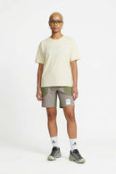 Water-Reveal Slow Down Graphic T-Shirt in Milky White - full-length front modeled view