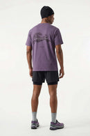 Cool-Touch Sun-Protective Graphic T-Shirt in Grayish Purple - full-length back modeled view