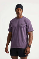Cool-Touch Sun-Protective Graphic T-Shirt in Grayish Purple - front modeled close-up