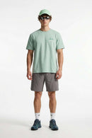 Cool-Touch Sun-Protective Graphic T-Shirt in Green - full-length front modeled view