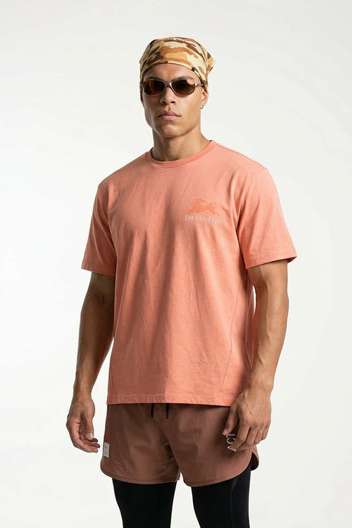 Cool-Touch Sun-Protective Graphic T-Shirt in Pink - front modeled close-up