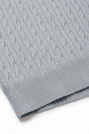 Lightweight Cable-Knit Polo Shirt in Gray - hem detail