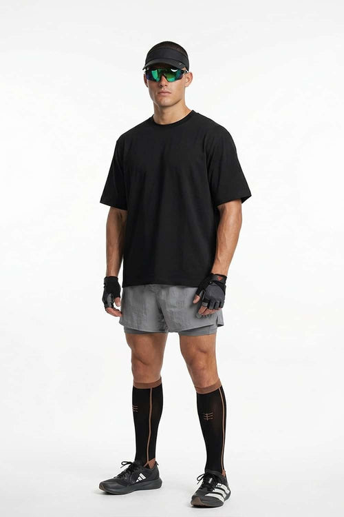COOLMAX Quick-Drying T-Shirt in Black - full-length front modeled view