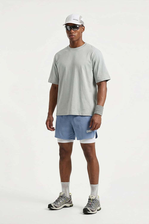 COOLMAX Quick-Drying T-Shirt in Grayish White - full-length front modeled view