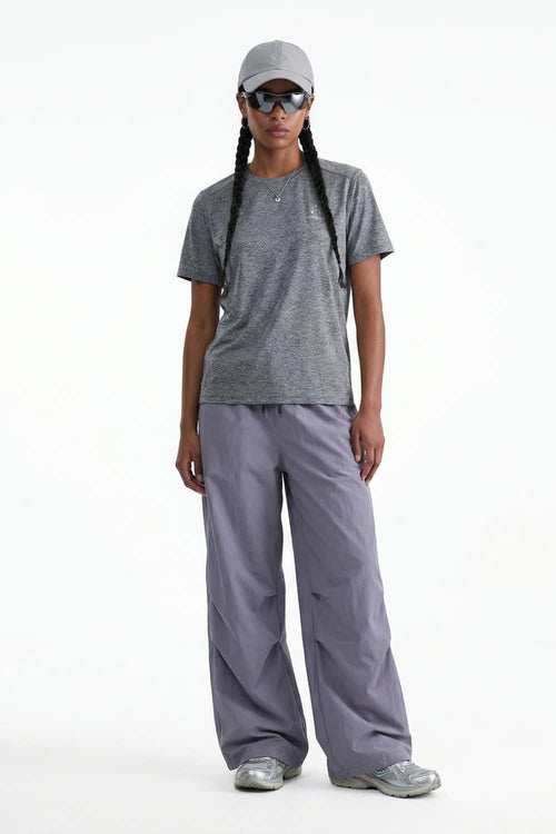 Waterproof Wide-Leg Drawcord Trousers in Light Purple - full-length front modeled view