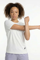 Moisture-Wicking Panelled Performance T-Shirt in White - front modeled view