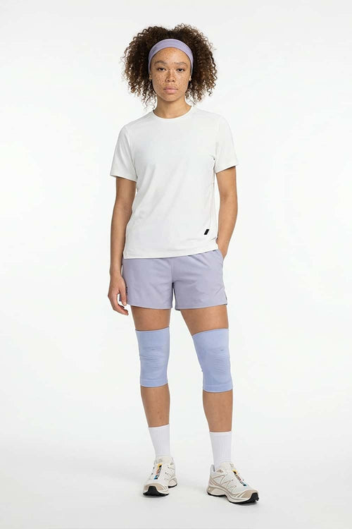 Moisture-Wicking Panelled Performance T-Shirt in White - full-length front modeled view