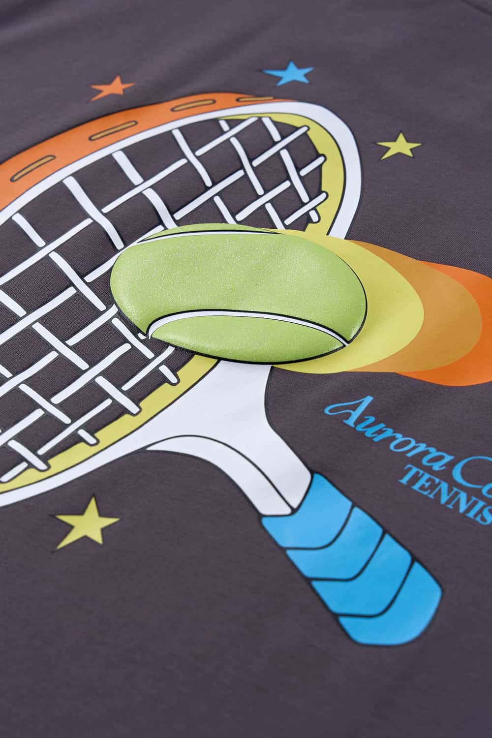 Tennis Club Graphic Cotton-Blend T-Shirt in Plum Purple - graphic detail