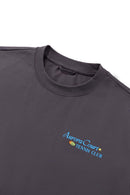 Tennis Club Graphic Cotton-Blend T-Shirt in Plum Purple - collar detail
